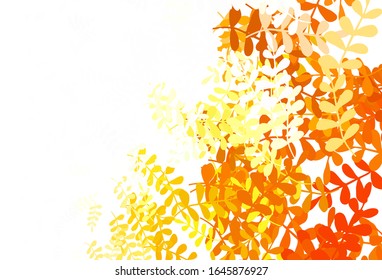 Light Yellow vector elegant background with leaves. Brand new colored illustration in blurry style with leaves. Doodle design for your web site.