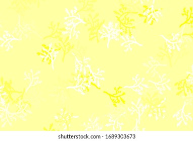 Light Yellow vector elegant pattern with sakura. Leaves, branches in natural style on white background. Doodle design for your web site.