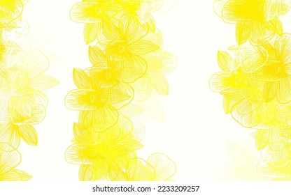 Light Yellow vector elegant pattern with flowers. Decorative design of flowers on white background. Brand new design for your business.