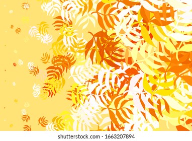Light Yellow vector elegant wallpaper with leaves. Colorful illustration in doodle style with leaves. New template for your design.