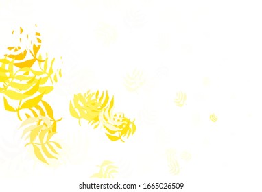 Light Yellow vector elegant wallpaper with leaves. New colorful illustration in doodle style with leaves. The best design for your business.