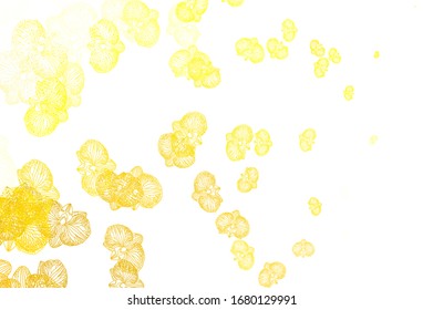 Light Yellow vector elegant wallpaper with flowers. Modern abstract illustration with flowers. Hand painted design for web, leaflets.