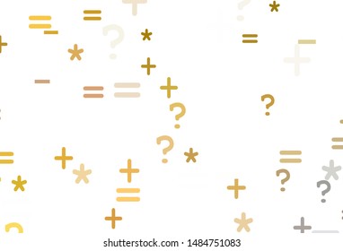 Light Yellow vector layout with algebra elements. Abstract illustration with colored algebra signs. Smart design for university advert.