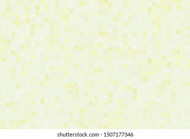 Light Yellow vector layout with algebra elements. Illustration with Numeral symbols on abstract template. Best design a poster, banner of a math college.