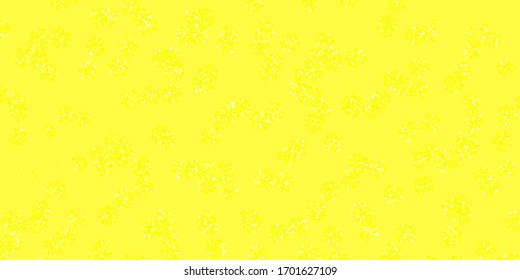 Diseño vectorial amarillo claro con hermosos copos de nieve. Colorida ilustración abstracta con copos de nieve. Patrón de prospectos de año nuevo.