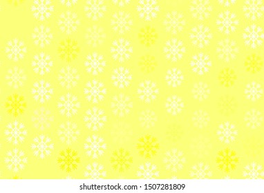 Light Yellow vector layout with bright snowflakes. Modern geometrical abstract illustration with snowflakes. Pattern for new year leaflets.