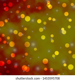 Light Yellow vector layout with circles, stars. Abstract illustration with colorful spots, stars. Design for your commercials.