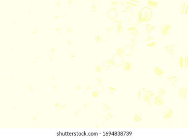 Diseño vectorial amarillo claro con círculos, líneas. Ilustración con un conjunto de círculos coloridos, triángulos. Diseño inteligente para sus anuncios.