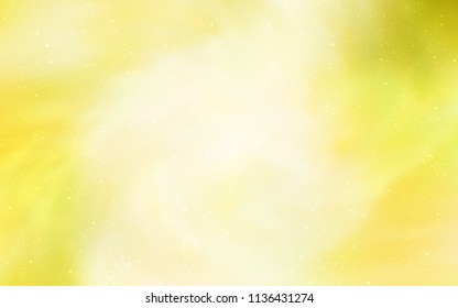 Light Yellow vector layout with cosmic stars. Space stars on blurred abstract background with gradient. Smart design for your business advert.