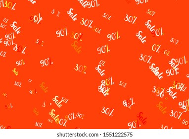 Light Yellow vector layout with discount of 30, 50, 90%. Colorful set of  percentage signs in simple style. Template for season sales, shopping ads.