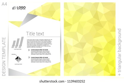 Light Yellow vector  layout for Leaflets. Abstract booklet on colored background with gradient. Pattern can be used as a template for calendars.