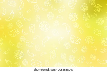 Light Yellow vector layout with restaurant food. Beautiful colored illustration with food in doodle style. Pattern for ads of breakfast, lunch, dinner.