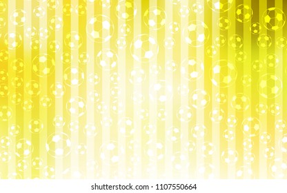 Light Yellow vector layout with sports symbols. Decorative design of football balls on a gradient backdrop. Pattern for promotion of soccer games.
