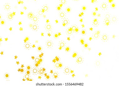 Light Yellow vector layout with stars, suns. Glitter abstract illustration with colored stars, suns. Best design for your ad, poster, banner.