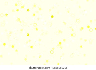 Light Yellow vector layout with stars, suns. Shining colored illustration with stars, suns. Pattern for astrology websites.