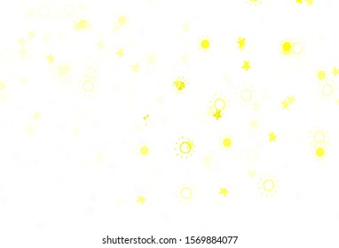 Light Yellow vector layout with stars, suns. Shining colored illustration with stars, suns. Pattern for astrology websites.