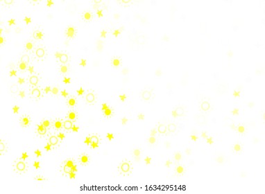 Light Yellow vector layout with stars, suns. Stars, suns on blurred abstract background with gradient. Best design for your ad, poster, banner.