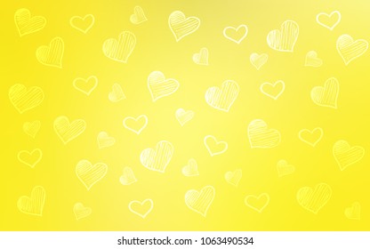 Light Yellow vector layout with sweet hearts. Hearts on blurred abstract background with colorful gradient. Pattern can be used for valentine's ad, booklets.