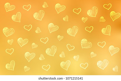 Light Yellow vector layout with sweet hearts. Decorative shining illustration with hearts on abstract template. Pattern can be used for valentine's ad, booklets.