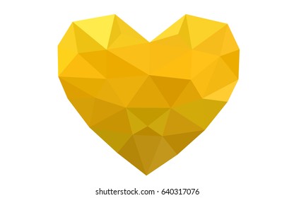 Light Yellow vector love background with heart. Paper note. Valentine's greeting polygonal card. Triangular illustration for your business. Stock template for your design.