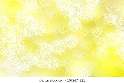 Light Yellow vector natural abstract template. Sketchy doodles with flowers on blurred background. The doodle design can be used for your web site.