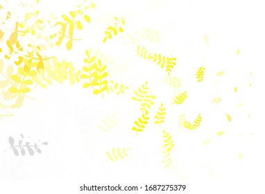Light Yellow vector natural artwork with leaves. Colorful abstract illustration with leaves in doodle style. Pattern for wallpapers, coloring books.
