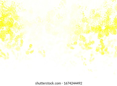 Light Yellow vector natural backdrop with leaves. Shining colored illustration with leaves in doodle style. Brand new design for your business.