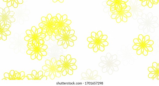 Light Yellow vector natural backdrop with flowers. Abstract illustration with flowers in Origami style. Brand new business design.