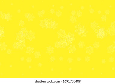 Light Yellow vector natural background with flowers. Illustration with colorful abstract doodle flowers. Hand painted design for web, leaflets.