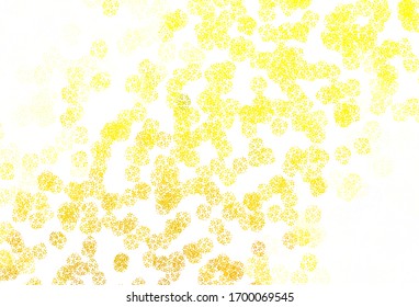 Fondo natural vectorial amarillo claro con hojas. Una vaga ilustración abstracta con hojas en estilo doodles. Una textura nueva para el diseño de papel pintado.
