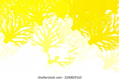Light Yellow vector natural background with leaves, branches. Brand new colored illustration with leaves and branches. Doodle design for your web site.