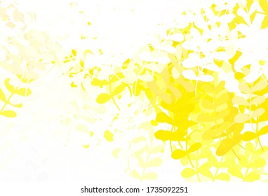 Light Yellow vector natural pattern with leaves. Creative illustration in blurred style with leaves. Template for backgrounds of cell phones.
