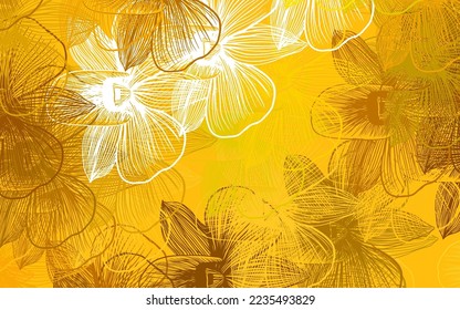 Light Yellow vector natural pattern with flowers. Colorful illustration in doodle style with flowers. Hand painted design for web, wrapping.