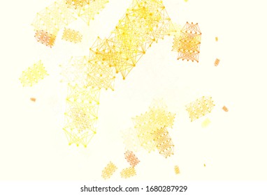 Light Yellow vector pattern with artificial intelligence network. Abstract illustration with links and dots of AI. Pattern for science, futuristic designs.