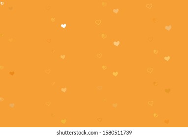 Light Yellow vector pattern with colorful hearts. Decorative shining illustration with hearts on abstract template. Pattern for marriage gifts, congratulations.