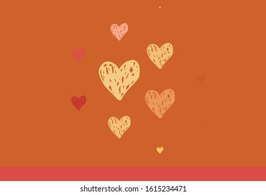 Light Yellow vector pattern with colorful hearts. Illustration with shapes of gradient hearts on blur backdrop. Pattern for valentine's ad, booklets.