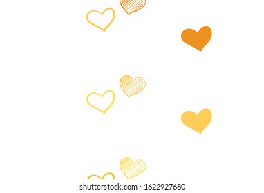 Light Yellow vector pattern with colorful hearts. Beautiful abstract hearts on colorful gradient background. Pattern for valentine's ad, booklets.