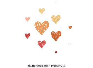 Light Yellow vector pattern with colorful hearts. Illustration with shapes of gradient hearts on blur backdrop. Pattern for valentine's ad, booklets.