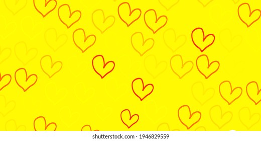 Light Yellow vector pattern with colorful hearts. Colorful feminism symbols with a gradient in modern style. Elegant design for wallpapers.