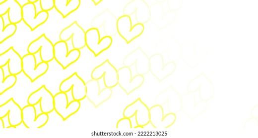 Light Yellow vector pattern with colorful hearts. Decorative shining illustration with hearts on abstract template. Pattern for carnival, festival romantic leaflets.