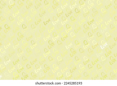 Light Yellow vector pattern with colorful hearts. Smart illustration with gradient hearts in valentine style. Design for a business advert of anniversary.