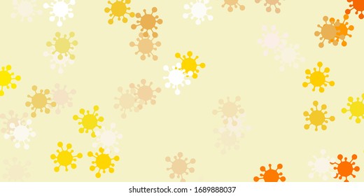 Light yellow vector pattern with coronavirus elements. Simple design in abstract style with infection forms. Simple design against epidemic information.