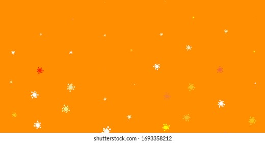 Hellgelbe Vektorillustration mit Coronavirus-Elementen. Intelligente Illustration mit Kopfzeichen im dekorativen Stil. Bildschirmhintergrund für den Gesundheitsschutz.