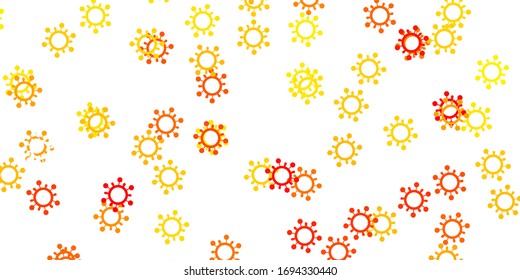 Light yellow vector pattern with coronavirus elements. Colorful  gradient illness symbols in simple abstract style. Simple design against epidemic information.
