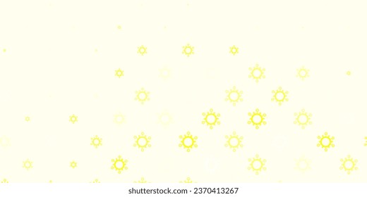 Light yellow vector pattern with coronavirus elements. Simple design in abstract style with infection forms. Simple design against epidemic information.