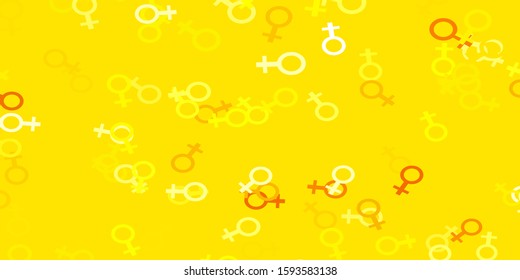 Light Yellow vector pattern with feminism elements. Colorful illustration with gradient feminism shapes. Elegant background for websites.