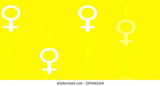 Light Yellow vector pattern with feminism elements. Colorful feminism symbols with a gradient in modern style. Background for cell phones.