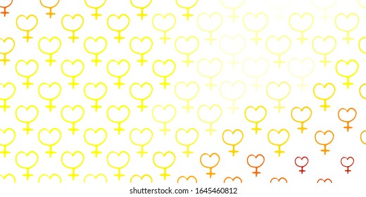 Light Yellow vector pattern with feminism elements. Simple design in abstract style with women’s rights activism. Best design to show the power of women.