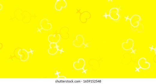 Light Yellow vector pattern with feminism elements. Colorful feminism symbols with a gradient in modern style. Simple design for your web site.