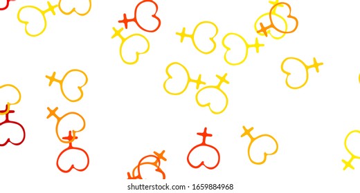 Light Yellow vector pattern with feminism elements. Illustration with signs of women's strength and power. Best design to show the power of women.